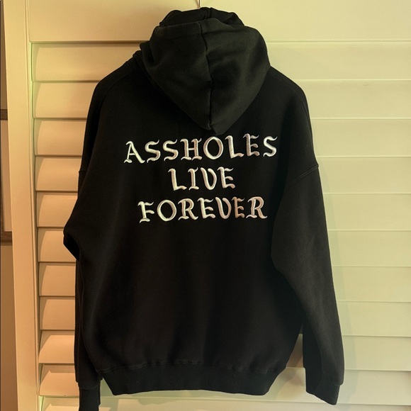 assholes live forever Other - Black Hoodie with Bold Statement